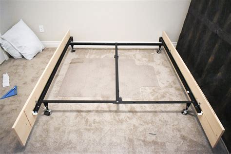 wood box around metal bedframe|metal bed frame frame.